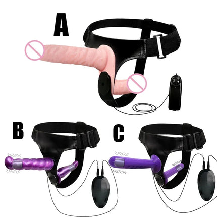 Double Penis Realistic Dildo Vibrator Strapon Ultra Elastic Harness Belt Strap On Big Dildo Vibrateur Sex Toys For Woman Lesbian