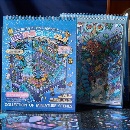 Kawaii 3D Cartoon Miniature Scene Stickers Book Collection Pocket House Stacking Stickers DIY Handmade Scrapbook Decoration