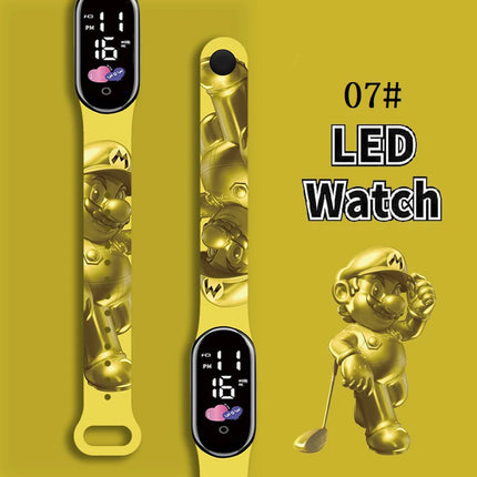 Mario Kids LED Watch Waterproof Touch Digital Bracelet Sports Wristwatch Anime Cartoon Children's Watch For Birthday Gift