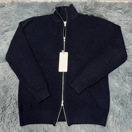 Asian size Autumn Winter Men Loose Casual Knit Sweater Zipper Semi High Neck Long Sleeve Cardigan Lazy Comfortable Warm Top