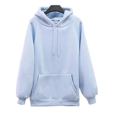 Thickened Fleece Hoodie Women's Long Sleeve Loose Fit Blank Version Autumn Winter New Style Korean Style Solid Color Sweatshirt