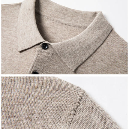 Worsted wool Men POLO Neck  Pullover Long Sleeve Lapel Sweaters Loose Warm Knitted Tops Spring Autumn New Style Men’s Clothing