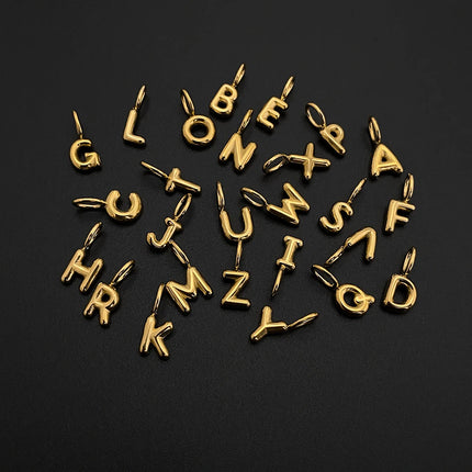 eManco Stainless Steel Gold-plated Charms Modern Style 3D Bubble Alphabet Elements DIY Necklace Bracelet Jewelry Making