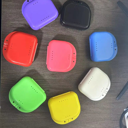 50Pcs Denture Tray Box Dental Orthodontic Retainer Storage Box Mouth Guard Container Anti Grinding Brace Box Oral Hygiene