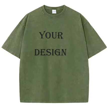 Unisex Cotton Washed Tshirt Customized Printed T Shirt Harajuku Top DIY Your Like Photo or Logo T-shirt Fashion Custom Top