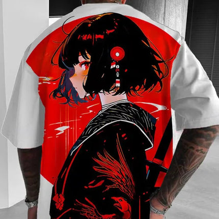 Men's and Women's Summer Fashion 3D Print Japanese Anime Printing T-shirt Casual Polyester Round Neck Casual Short Sleeve Tees