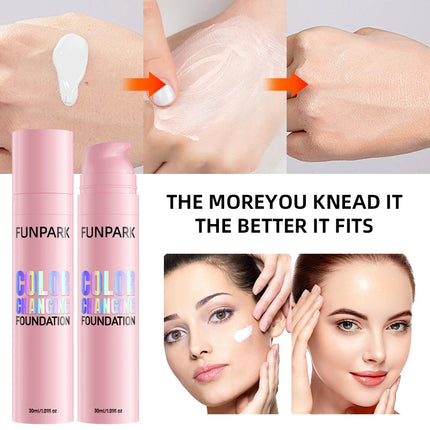 30ml Color Changing Foundation Waterproof Hydrating Transfer-proof Skin Tone Adjust Brightening Korean Makeup Gifts Lightweight