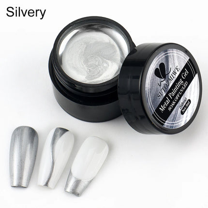 5ml Mirror Chrome Nail Painting Gel Polish, Gold Silver Metallic Drawing French Tips Spider Liner Gel Nail UV Gel Polish Varnish