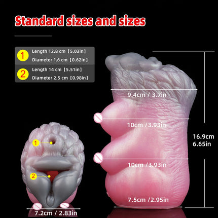 YOCY Animal Wolf Male Masturbator Sexy Breast Silicone Penis Stroker Pocket Pussy Lifelike Vagina Onahole Sex Toys For Adult Men