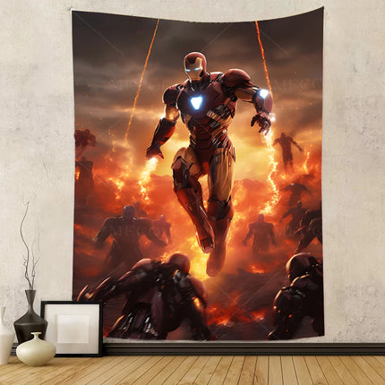 Iron Man Red Flash Backdrop for Birthday Party Decor Hero Marvel Superhero Background for Baby Shower Party Cake Table Supplies