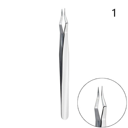 1Pc Stainless Steel Curved Tip Lash Extension Tweezers Anti Slip Straight Tweezers High Precision Nail Art Makeup Beauty Tools