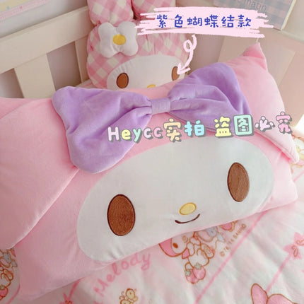 Kawaii Sanrio 42x68cm My Melody Bow 3D Ears Pillowcase Super Soft for Dorm Room Girls Ins Cute Cartoon Anime Holiday Gifts