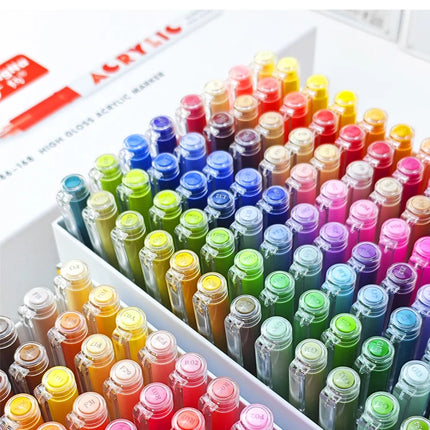 Guangna 168/72 Colors High Gloss Acrylic Marker Pen Set,Hard Headed Drawing Pens,Professional-Grade Paint Pen for DIY Graffiti