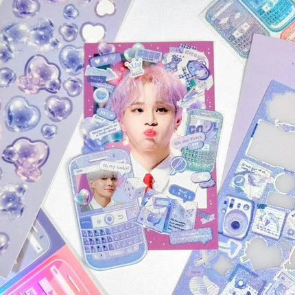 SKYSONIC Dark Style 6pcs/4pcs/2pc Full Set Series Decorative Stickers Cool Kpop Idol Card Album Dialog Sticker Korean Stationery