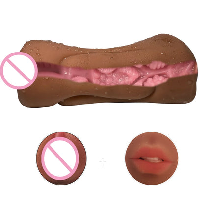 2 in 1 Male Masturbator Realistic Vagina Anal Mouth Real Deep Pussy Throat Sex Toys for Men Vaginal Oral Masturbation Cup 18
