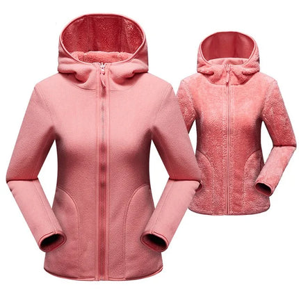 Women Pullover Sweatshirts Winter Unisex Reversible Hoodie  Warm Polar/Coral Fleece Hooded Jacket Ladies Flannel Coat Hoody