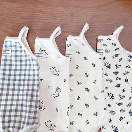Summer Newborn Baby Girls Sleeveless Sling Plaid Outfits Cotton Soft Jumpsuits Infant Kids Casual Clothing Bodysuits