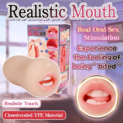 YUU Realistic Mouth Mastrubator for Male Oral Blowjob Sucking Simulator Deep Throat with Tongue Tooth Masturbation Adult Sex Toy