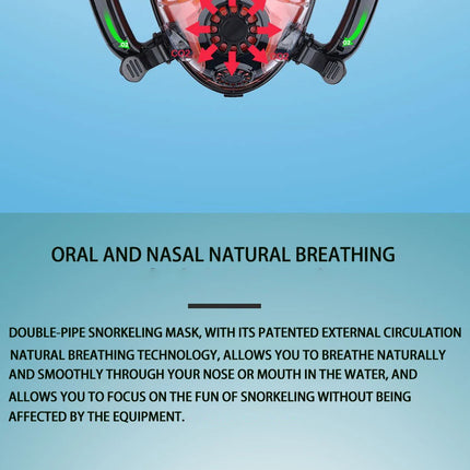 Silicone Snorkeling Mask for Adults, Double Tube Diving Mask, Full Dry Diving Goggles, Self Contained Underwater Breathing Mask