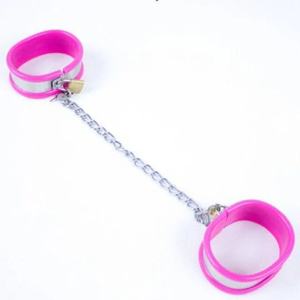 BDSM bondage restraints stainless steel silicone hand ankle cuffs sex toys for couples bed bondage chastity handcuffs
