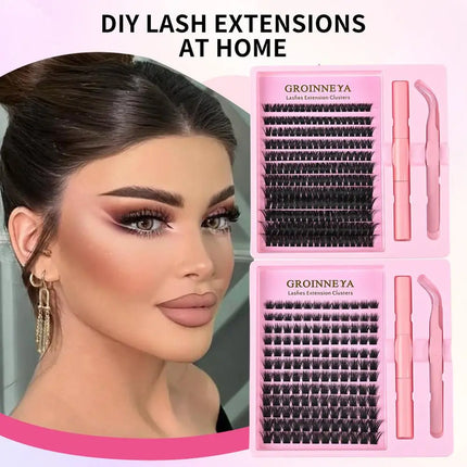 DIY Lash Extension Kit 120pcs Lash Clusters  8-16mm Individual Lashes Kit with Lash Bond and Seal, Tweezers for Self Use Makeup