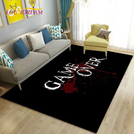 3D Cartoon Gamer Game Over Area Rug Large,Carpet Rug for Living Room Bedroom Sofa Doormat Decoration,Kid Play Non-slip Floor Mat