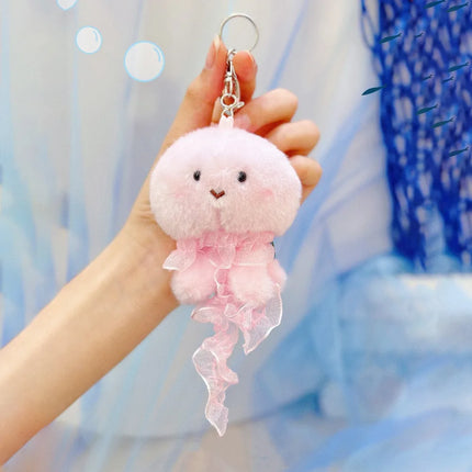 Soft Ocean Animal Keychain Small Turtle Kawaii Fluffy Whale Keyring Simulation PP Cotton Press Sound Pendant Home Decor