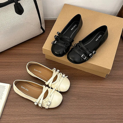 Silver Women Ballet Flats Comfortable Round Toe Shallow Shoes 2026 New Spring Autumn Vintage Ladies Dress Mary Jane Shoes