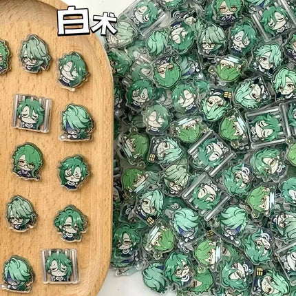 Game Impact Focalors Forina 20Pcs 2cm Patch Keychain Hair Tie Refrigerator Sticker Phone Case DIY Accessories Acrylic Sheets