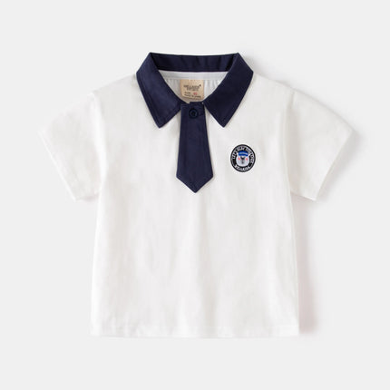 HoneyCherry Boys' Short-sleeved Cotton Polo Shirt, New Summer Style, Children's Solid Color and Breathable Polo Shirt