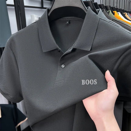 Cotton100% Men's Summer High Quality Short Sleeves Polo Shirt Lapel Button Letter Printing T-Shirt Business Leisure Men Clothing