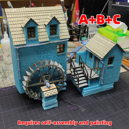 Assembly Architectural Miniature Building Architecture European Rural Watermill Vernacular House Diorama Scale Model Kit 1/35