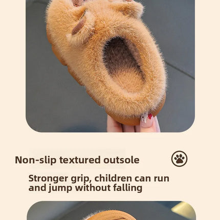 Kids Winter Warm Cotton Slippers Cute Capybara Slip-On Shoes for Boys & Girls Soft Non-Slip Soles Lightweight Easy Wear Closure