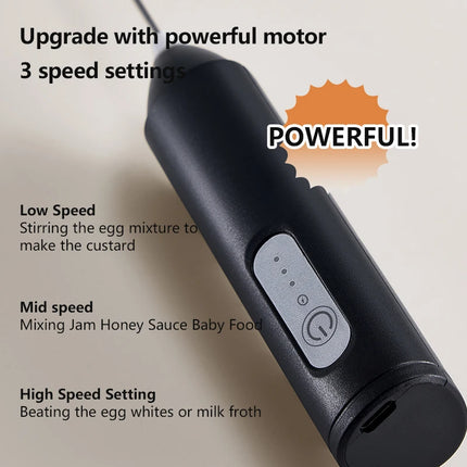 UPGRADED Electric Coffee Frother/MILK Whisk+Egg Beater MINI Food Blender USB Rechargeable Handheld Three Speeds Espresso Tools