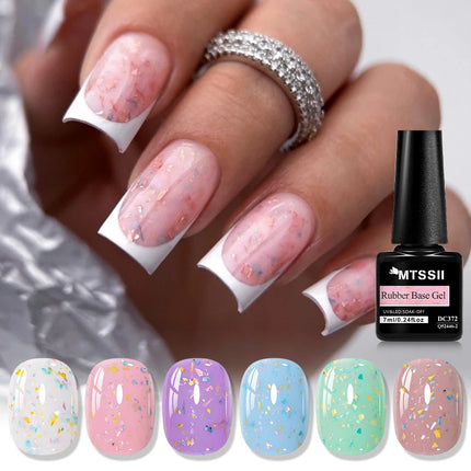 2 In 1 Macaron Color Glitter Rubber Base Gel Nail Polish Semi Permanent Soak off Self Leveling UV LED Gel Varnish Nail Supplies