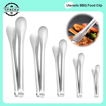 1pc BBQ Tongs Anti-heat Cooking Salad Serving Buffet Clamp Food Clip Stainless Steel Kitchen Tools Gadgets Barbecue Accessories