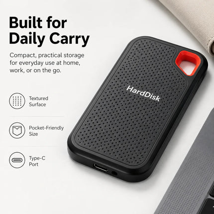 Compact 1TB External SSD Hard Drive Portable USB 3.0 Fast Data Transfer for Laptop/Mac