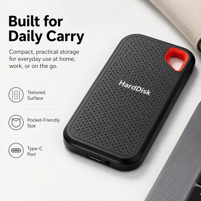 Compact 1TB External SSD Hard Drive Portable USB 3.0 Fast Data Transfer for Laptop/Mac