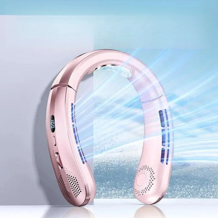 2026 New Air Cooler USB Hanging Neck Fan Portable Leafless Mini Charging Mute LED Digital Display Electric Fan