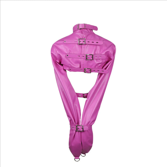 SM Open Breast PU Leather Straitjacket Top, Arm Binder Restraint Jacket Straight, BDSM Bondage Sex Slave Binding Sex Toy For Women