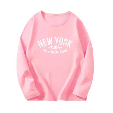 Fashion Paris Eiffel Tower Print T-Shirt Girls Long Sleeve Letter T-shirt Kids Cotton Clothing