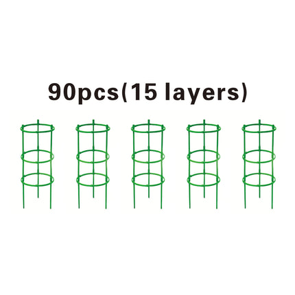 30/60/90pcs Adjustable 5/10/15 Tier Plastic Plant Support Rings - Stackable Green Plaid Design, Lightweight Durable & Easy to