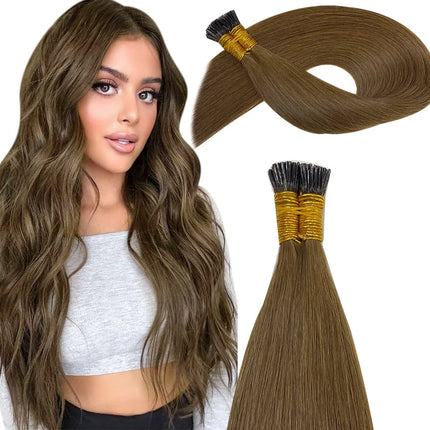 I Tip Hair Extension Straight Human Hair Extension 0.8g/ 1g/Strand 50pc/Set Capsule Keratin Natural Fusion Human Hair Extension