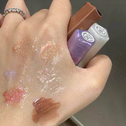Cizn Galaxy Qin Lip Gloss Moisturizing and Long-Lasting Fine Shimmer Plumping Lip Gloss Mirror-Like Water Gloss Daily Lipstick Cosmetics Same Style as Girl Groups