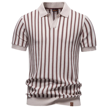 Summer Men's Polo Shirts 2026 Stripe Design Ice Silk Short Sleeve Cool Touch Breathable Casual Outdoor Polo Shirt for Men