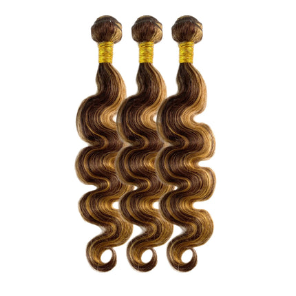 P4/27 Highlight Human Hair Bundles Body Wave Bundles Human Hair 18 20 22Inch Human Hair Body Wave Bundles Ombre Brown Bundles