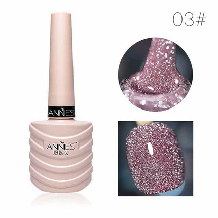 ANNIES 10ml Glittering Diamond Nail Polish Gel 12 Colors Reflective Glitter Lining Gel Nail Polish Nail Painting Hand Makeup
