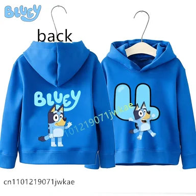 Boys Girls Casual Tops Birthday Party Wear Bluey Birthday Number Print Hoodie Kids 1-9Y Front Back Design Long Sleeve Sweatshir