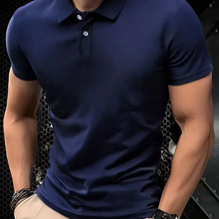 2025 Solid color polo shirt ultra-light men's quick-drying breathable sweat-wicking shirt suitable for fitness gym and running