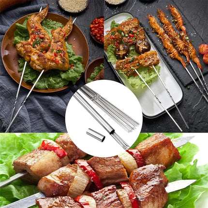 Stainless Steel Barbecue Skewer Reusable BBQ Kebab Skewers for Outdoor Camping Picnic Tools Cooking Tools 10/30Pcs